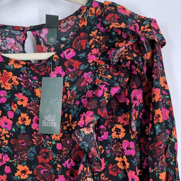 Wild Fable Red Floral Blouse Size XS Long Sleeve NWT - Picture 4 of 8